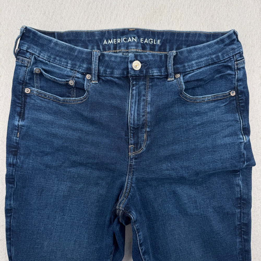 American Eagle Curvy Super High Rise Flare Jeans 14 Short (32x29) Dark Wash Blue